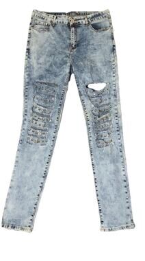 Blue Topic Juniors 13/14 Studded Distressed Skinny Jeans Acid Wash Punk Emo